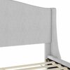 Martha Stewart Amelia Queen Upholstered Platform Bed w/Curved Headboard and Cushioned Siderails, Wood Slat, Gray TW-3WDB02B-Q-GY-MS